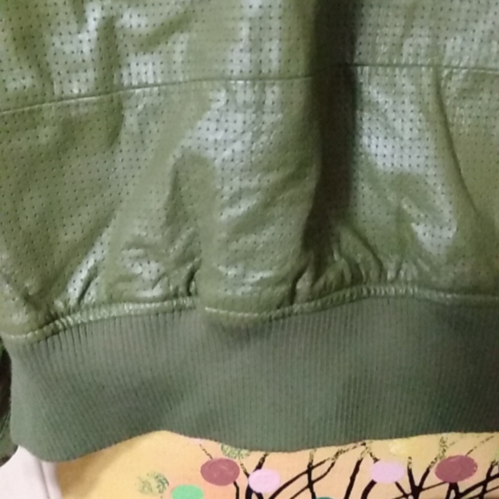 Green Leather Motorcycle Jacket 3XL - Picture 11 of 15